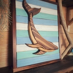 クジラのシンプルシルエット　木工絵