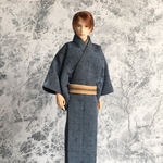 メンズドール用絹袷着物【六分の一男子図鑑, ナイン, 1/6 ドール服 29センチ 着物】
