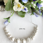 【卒業入学式＊結婚式】45㎝♡silverワイヤーボール×コットンパールのネックレス