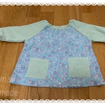 長袖スモック90〜100cm＊花柄ミントグリーン