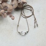 水晶 × アクアマリン ネックレス ＊フリーサイズ セピア紐の日々アクセサリー