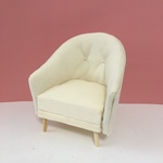 【2/5 20時〜販売　現品あり　即出荷可能】ミニチュア　ソファ　オフホワイト　極細畝コーデュロイ　コクーン型　チェア　1/6サイズ