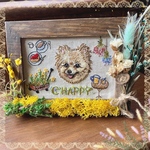 カジュアル刺繍🪡うちの子似顔絵🌟　セミオーダー　　　　　ドライフラワー額縁