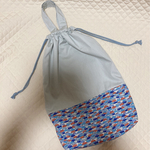 ⭐️送料無料⭐️ リバティ　生地を使用した　持ち手付き　お着替え袋　体操服袋　カーズ　海のブロード　巾着　入園　入学　男の子　車