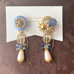 【SALE】 2wayボタンピアス クリアブルー