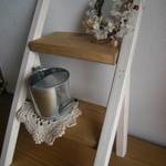 ハンドメイド★はしご★茶白★飾り棚★シェルフ★ブロカント風