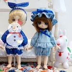 【Sale】オビツ11：パジャマ（水色チェック） 