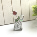 ♦︎mini♦︎ ガラス玉のお花たち(パープル&クリア) 3点セット * ステンドグラス