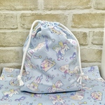 【女の子】★給食袋&ランチョンマットセット★  ユニコーン　水色　パステルカラー