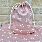 数量限定【女の子】★給食袋&ランチョンマットセット★  さくらんぼ　ピンク　給食セット