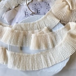 ＊再入荷＊50cm単位 可愛い ドットチュール プリーツブレード  ベージュ BK220117 ハンドメイド 手芸 素材 材料