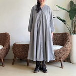 長袖シンプルボタンワンピース♪前開きの羽織にもなるワンピースです。