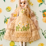【1/6ドール汎用】dollypara お花畑の刺繍ドレスset 