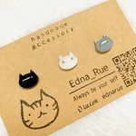 3匹セット・シンプルな猫ちゃん⋆꙳ピアス(ノンホール樹脂イヤリング変更可)黒猫 白猫 グレー