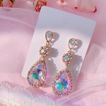 【人気♡再販】高品質ドロップクリスタルジルコニアパールピアス♡ 量産型　キャバ　地雷　オタク