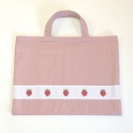 いちご刺繍のレッスンバッグ♪クロスステッチ♪入園入学