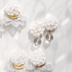 【受注生産】妖精の宿り花 -sugar white- 水晶 ピアス、イヤリング 2wey ✿︎追加料金で3wey可能✿︎
