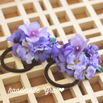 ＊送料無料＊パンジーと天然石のお花ヘアゴム♡