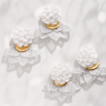 【受注生産】妖精の宿り花 -sugar white- 羽根 ピアス、イヤリング 2wey ✿︎追加料金で3wey可能✿︎