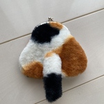 ふわふわ♪猫のがま口ポーチ 三毛猫