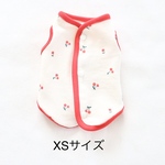 [犬服] XSサイズ 完成品 チワワ 春服　　　　　　　　　さくらんぼ柄 裏毛ニット パイピングベスト 背中開き