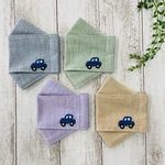 マスク　刺繡マスク　こども用マスク　青色の車