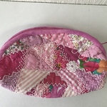 クレイジーキルトポーチピンクA（Mより少し小さい）＊ハンドメイドパッチワーク
