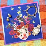 お花ピエロのミニハンカチ【青】