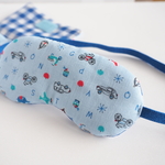 ご奉仕品【ふわもこ子供用アイマスク】ダブルガーゼ☆乗り物・ブルー☆
