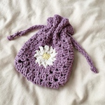 【かぎ針編み】デイジー巾着 パープル