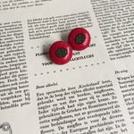 C268 フランス ヴィンテージボタン 18mm×2個 レッド