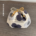 保冷保温 洗える おにぎり巾着 モダンフラワー グレー