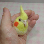 マグネット/ブローチ　オカメインコ　ルチノーパール　　羊毛フェルト　小鳥マカロン(？)選べる2タイプ(マグネットまたはブローチ） 