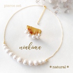 再販 ＊formal＊natural acryl pearl - ハーフネックレス + ピアス セット ＊ 入園式 入学式 卒園式 卒業式 フォーマル パール セレモニー 結婚式 パーティー 七五三