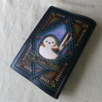 新書サイズ　ブックカバー　拭き染め＆刻印 牛革