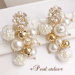 パール×ガラス＆パール♡ぶどうピアス