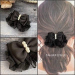 ふわふわフリルが可愛い•*¨*•.¸¸☆*･ﾟミニフレアヘアアクセ　ブラック