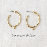 PI005  4pcs フープ ピアス パーツ カン付き オーバル でこぼこ