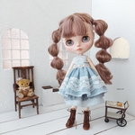 ネオブライス ＊ リカちゃん　ワンピース&エプロン ストライプブルー