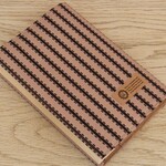 【文庫本】ゴムバンド栞付ブックカバー★シンプルストライプ★茶系