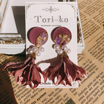 ふわふわ花弁とお花の2wayピアス