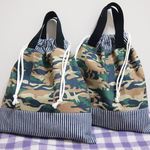 【Ｋ様ご予約品】裏地＆持ち手付き巾着☆恐竜柄２枚セット♪h