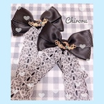 ੈ✩໒꒱·̩͙⋆.* マジカル フリル ヘアクリップ  ໒꒱·̩͙⋆.*ੈ✩ ( ブラック ) りぼん ゆめかわ ロリィタ 地雷 魔法少女