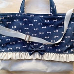 【ｃ様ご予約品】★ショルダーベルト付フリルレッスンバッグ＊モダンリボンが可愛い☆ブラック×カフェオレ★