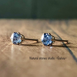 ◆再販◆14k【ブルーサファイア】天藍色のスタッドピアス/3mmファセット/スリランカ産AAA/6本爪/9月誕生石/ギフト/無料ラッピング