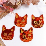 ねこ チャーム【4個】べっ甲 カラー A0129