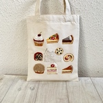 Cafe-sweets☆羊毛刺繍 キャンバストート〜スイーツ＆スイーツ🍓🍰🍓