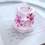 ピンクが可愛い固まるハーバリウムのペン立て、歯ブラシ立て