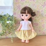 セット♡メルちゃんのブラウス、黄色のチェックスカート＊メルちゃん メルちゃん服 ソランちゃん ソランちゃん服