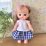セット♡メルちゃんのブラウス、青チェックスカート＊メルちゃん メルちゃん服 ソランちゃん ソランちゃん服